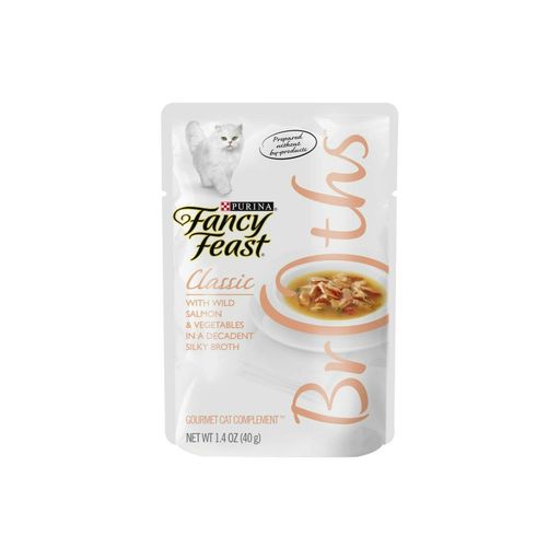 Fancy Feast Broths for Cats, Classic, with Wild Salmon and Vegetables - (16) 1.4