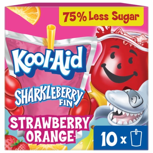 Kool-Aid Jammers Sharkleberry Fin Strawberry Orange Punch Flavored Drink, Box, Pouches