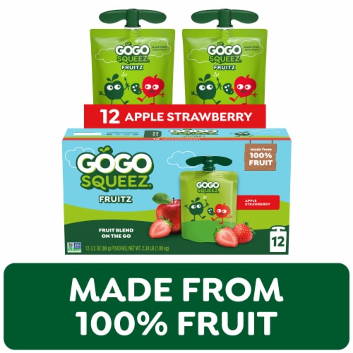 GoGo Squeez Apple Strawberry Fruitz 12 - 3.2 oz Pouches