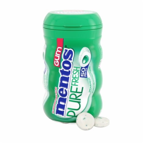 Mentos Pure Fresh Spearmint Sugar Free Gum Bottle 50 Count