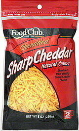 Food Club Cheddar Sharp Shredded 8 oz pack