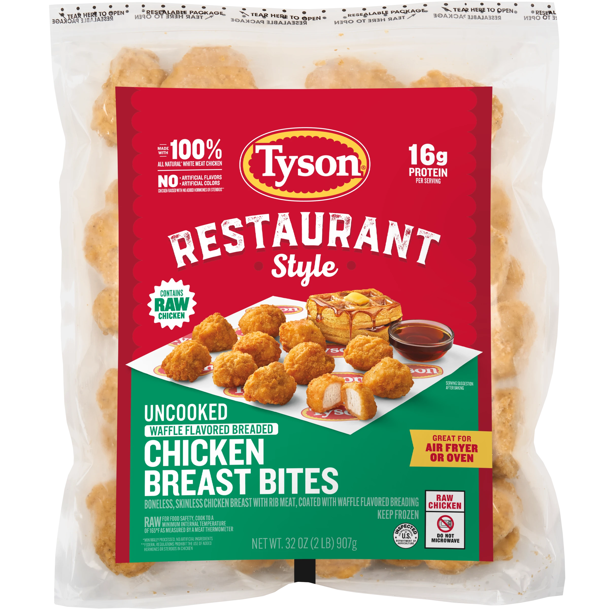 Tyson Restaurant-Style Uncooked Breaded Chicken Breast Bites Waffle Flavored