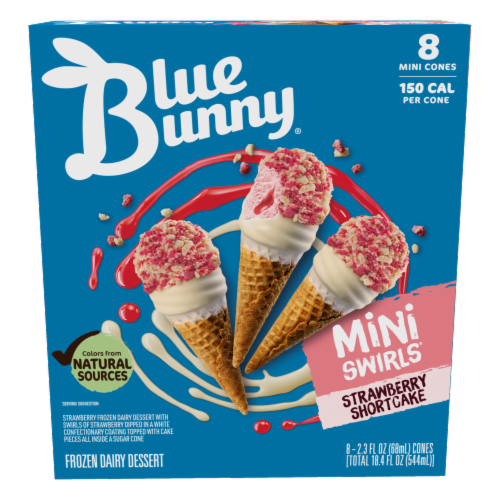 Blue Bunny Mini Swirls Strawberry Shortcake Cones Frozen Dessert