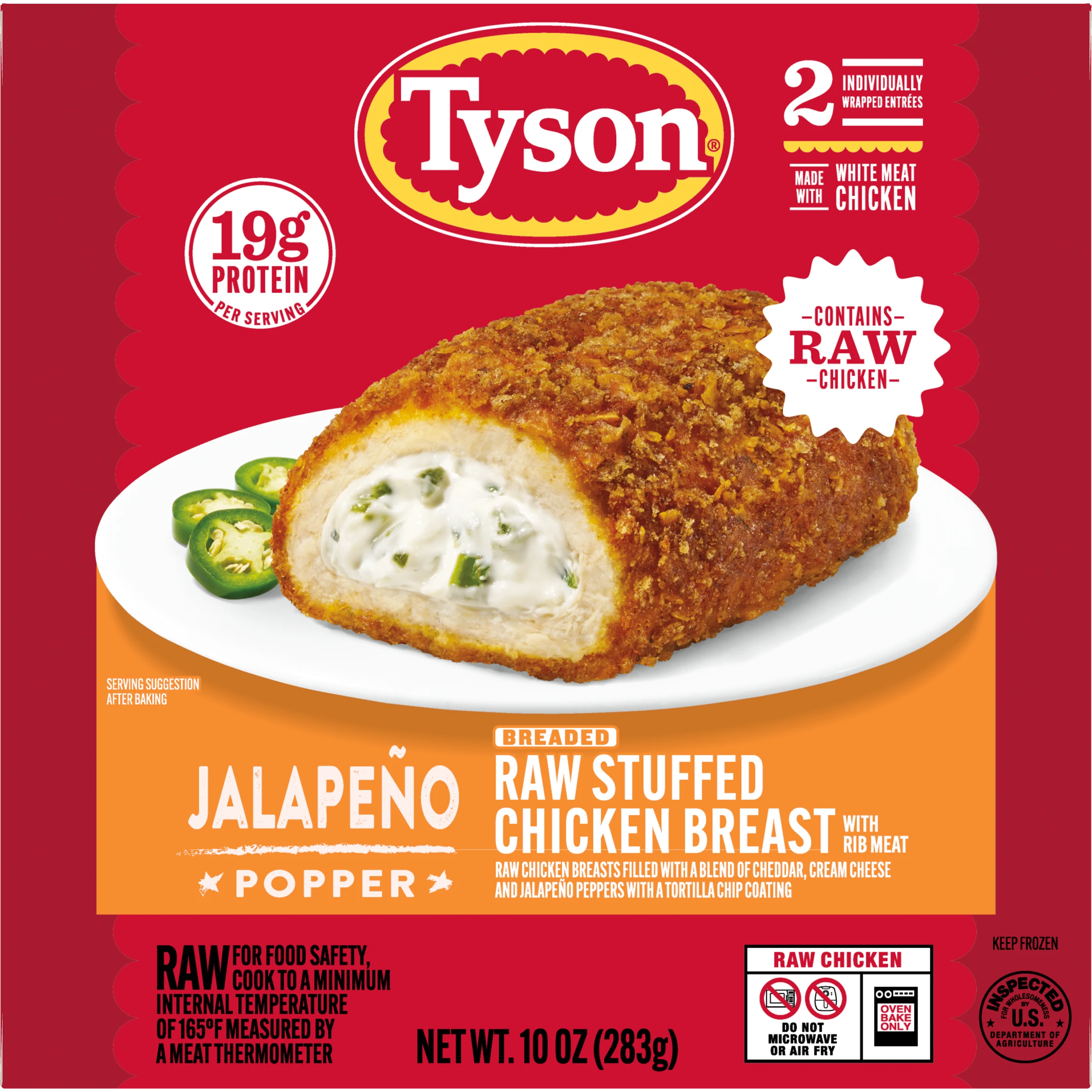 Tyson Jalapeno Popper Breaded Raw Stuffed Chicken Breast, 2 Count