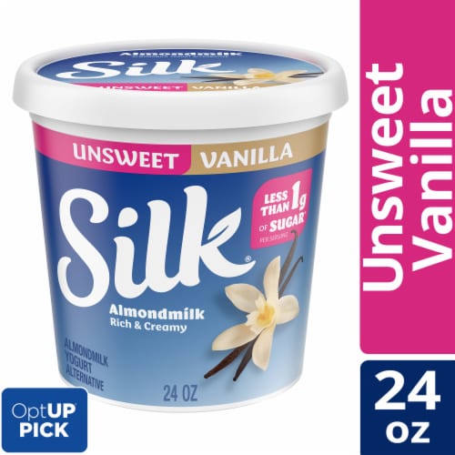 Silk Unsweetened Vanilla Dairy Free Vegan Almond Milk Yogurt Alternative Tub