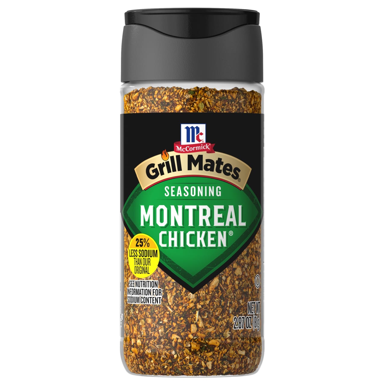 McCormick Grill Mates 25% Less Sodium Montreal Chicken Seasoning, 2.87 oz