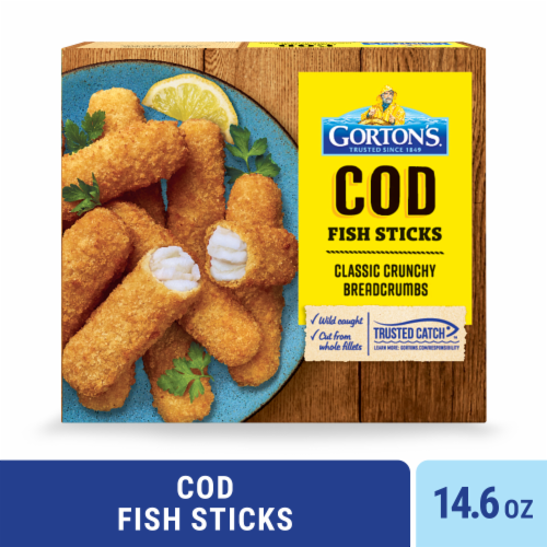 Gorton’s Crunchy Breaded Fish Sticks, Wild Caught Cod, Crunchy Breadcrumbs, Frozen