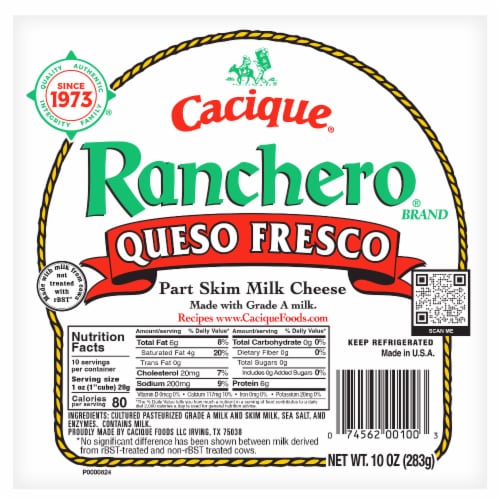 Cacique® Ranchero® Part Skim Milk Queso Fresco Cheese
