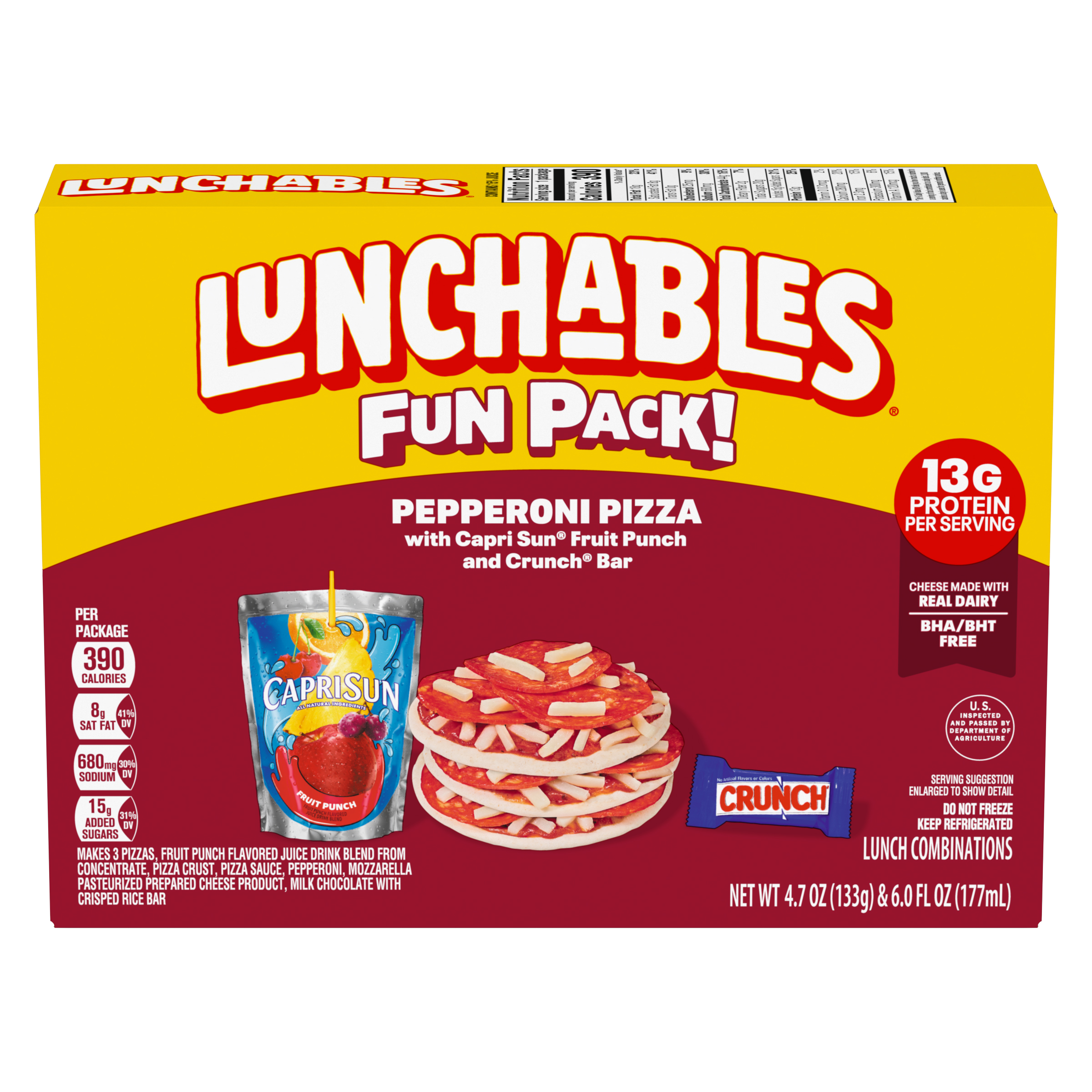 Pepperoni Pizza with Capri Sun Fruit Punch and Crunch Bar Fun Pack