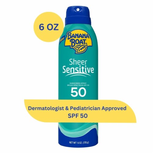 Banana Boat Sheer Sensitive Sunscreen Spray SPF 50 Dermatologist & Pediatrician Approved