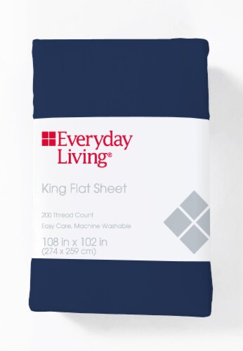 Everyday Living Cotton/Polyester Flat Sheet - Estate Blue