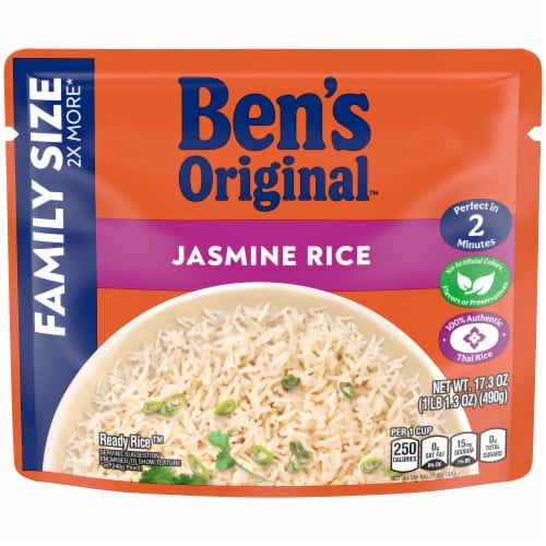 Ben's Original Ready Rice Jasmine Family Size Rice, Easy Dinner Side, 17.3 oz Pouch