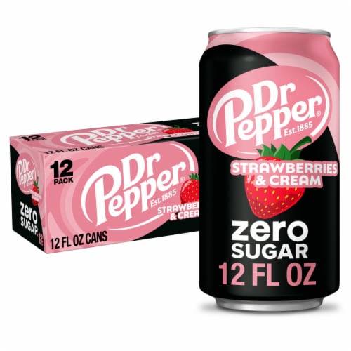Dr Pepper Strawberries and Cream Zero Sugar Soda Cans