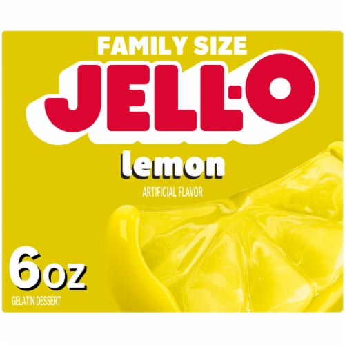 Jell-O Lemon Artificially Flavored Gelatin Dessert Mix, Family Size, Box