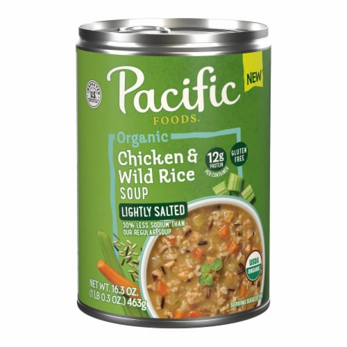 Pacific Foods Organic Lightly Salted Chicken and Wild Rice Soup 16.3 oz Can