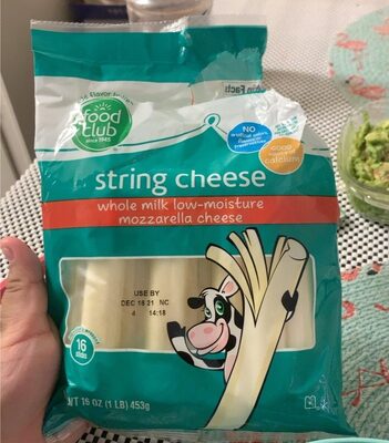 Food Club Whole Milk Mozzarella String Cheese 16oz