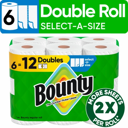 Bounty Paper Towels Select-A-Size White 6 Double Rolls