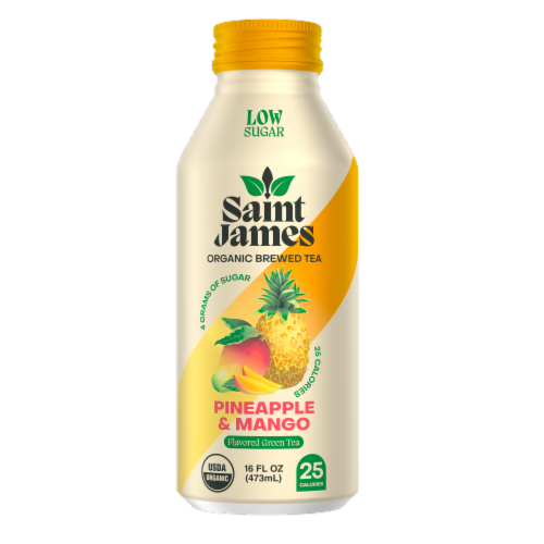 Saint James Organic Brewed Green Tea with Pineapple & Mango