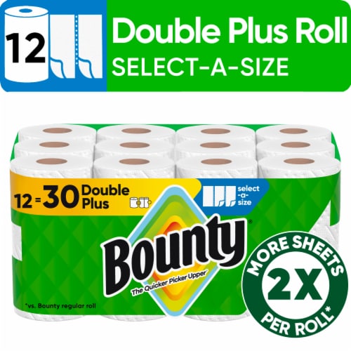 Bounty Paper Towels Select-A-Size White 12 Double Plus Rolls