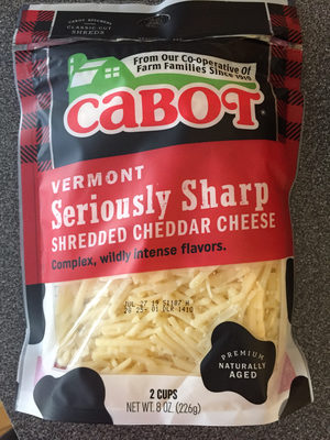 Cabot Cheddar Seriously Sharp Shredded 8 oz pack