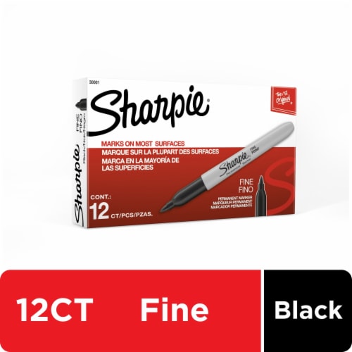 Sharpie® Permanent Markers, Fine Point, Black, 12 Count