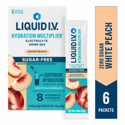 Liquid I.V. Hydration Multiplier Zero Sugar Electrolytes White Peach Drink Mix Packets