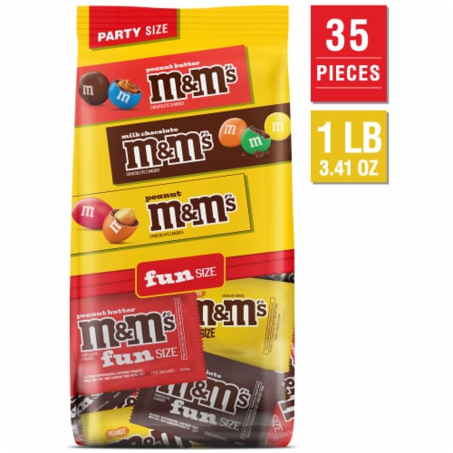 M&M'S Milk Chocolate Peanut & Peanut Butter Fun Size Variety Pack Bulk Candy Bag