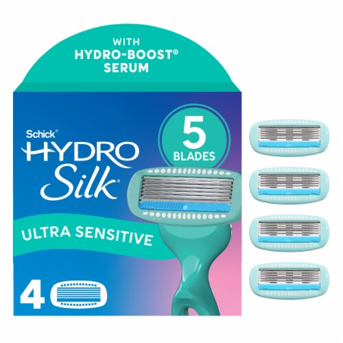 Schick Hydro Silk 5-Blade Razor Refills for Women Sensitive Skin Hypoallergenic Serum with Aloe