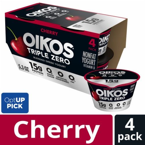 Oikos Triple Zero Cherry High Protein Nonfat Greek Yogurt Cups