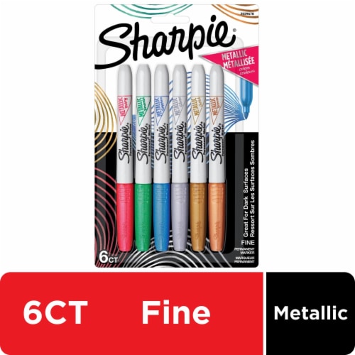 Sharpie Metallic Permanent Markers, Fine Tip, Assorted, 6 Count