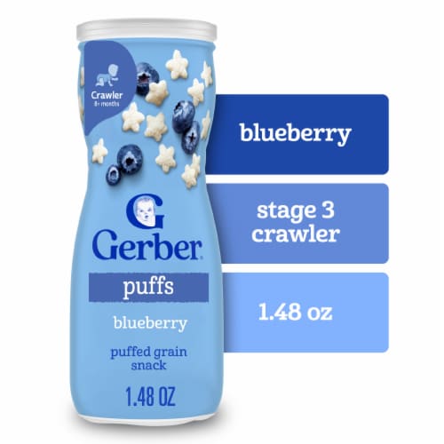 Gerber Snacks for Baby Grain & Grow Puffs Blueberry Canister