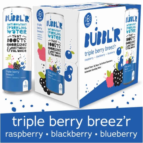 BUBBL'R Triple Berry Breez’r Antioxidant Sparkling Water Cans