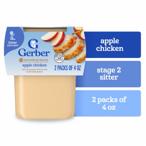 Gerber Stage 2 Baby Food Apple Chicken Puree Tub Baby Puree