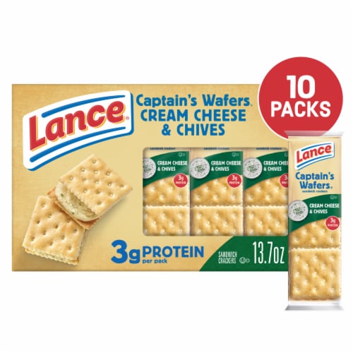 Lance Sandwich Crackers Captain's Wafers Cream Cheese And Chives 10 Packs