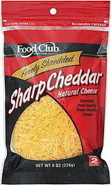 Food Club Cheddar Finely Shredded 8 oz pack