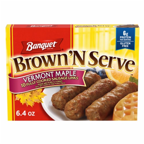 Banquet Brown'N Serve Vermont Maple Fully Cooked Sausage Links, Frozen Breakfast