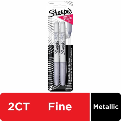 Sharpie Metallic Permanent Markers, Fine Point, Silver, 2 Count