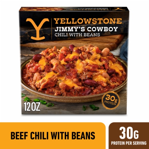 Yellowstone Jimmy’s Cowboy Chili with Beans Slow-cooked Seasoned Beef Topped with Cheddar Cheese