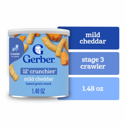 GERBER Snacks for Baby Lil' Crunchies Baked Corn Snack Mild Cheddar 1.48oz Canister