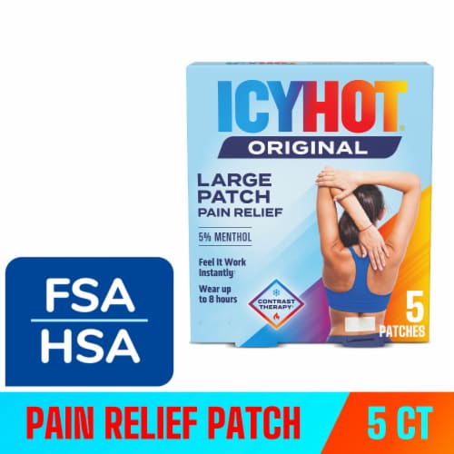 Icy Hot Original Pain Relief Patch, Large Size Comfortable Fabric Patches With Menthol 5%