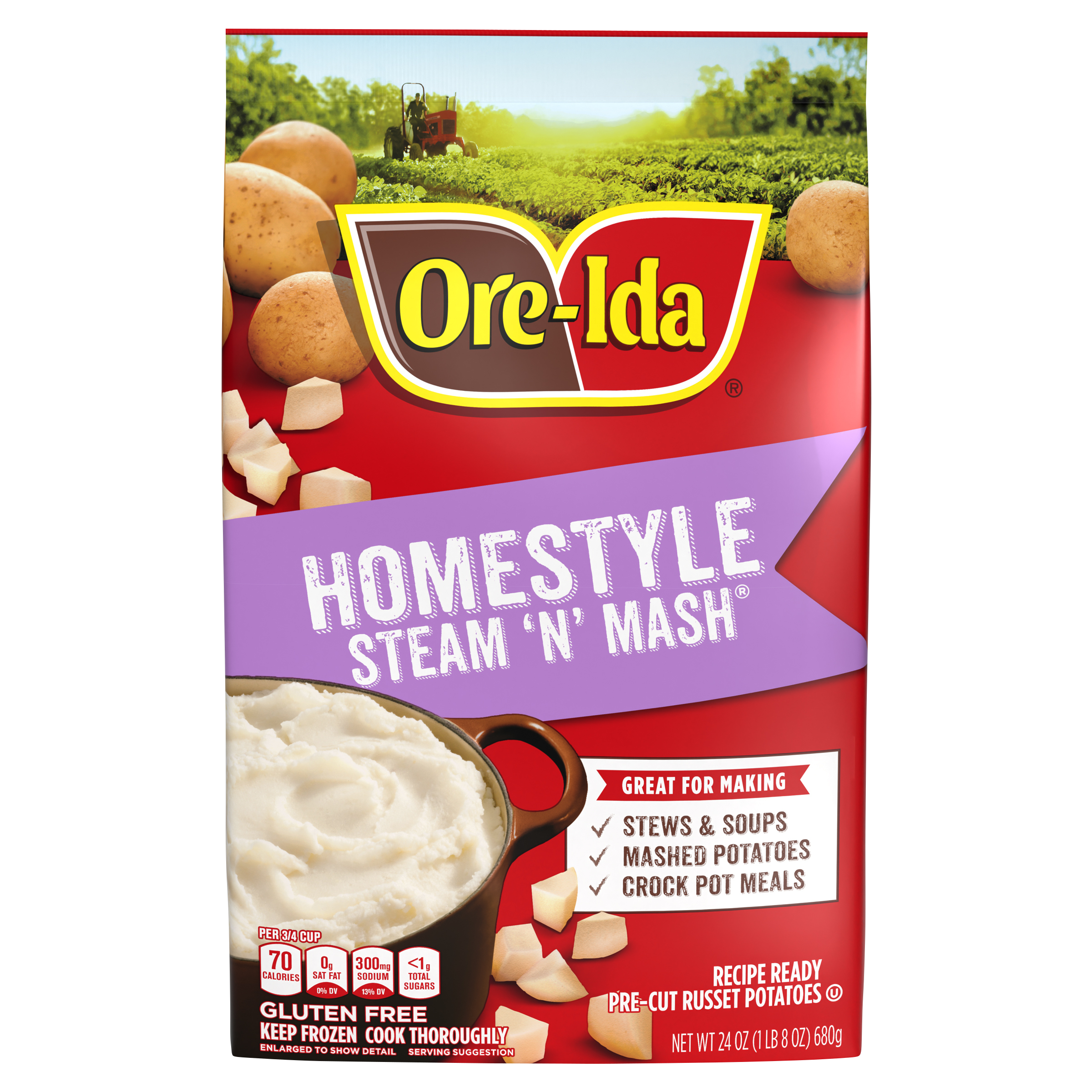 Homestyle Steam 'N' Mash Recipe Ready Pre-Cut Russet Potatoes Frozen Side Dish