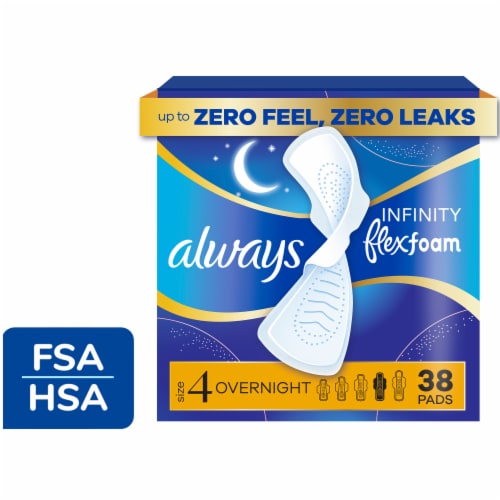 Always Infinity Size 4 Overnight Unscented Pads With Wings