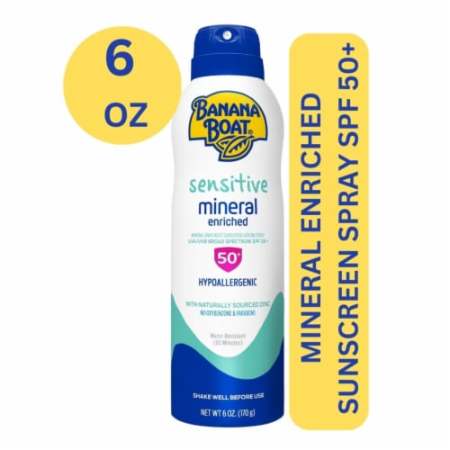 Banana Boat Sensitive Mineral Enriched Sunscreen Spray SPF 50 Hypoallergenic Paraben Free