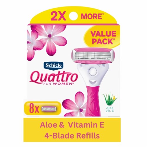 Schick Quattro For Women 4-Blade Razor Refills with Aloe & Vitamin E