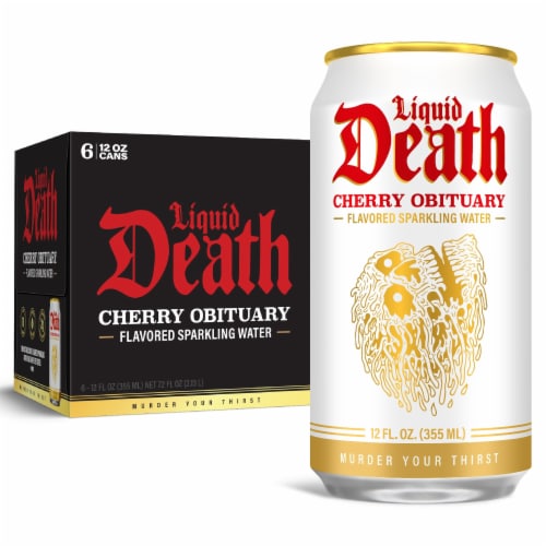 Liquid Death, Cherry Obituary, Cherry-Flavored Sparkling Water