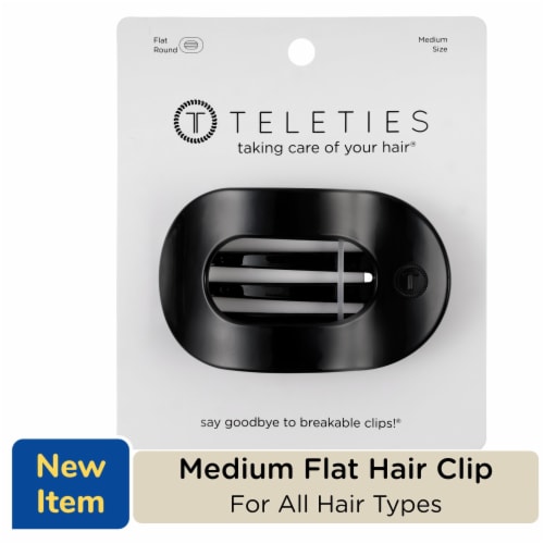Teleties Medium Flat Round Hair Clip Jet Black