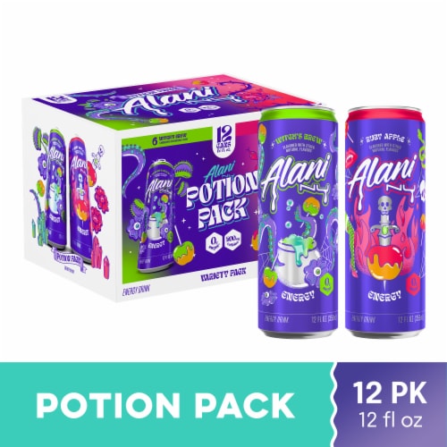 Alani Energy Drink Variety Pack, 6 Witch's Brew, 6 Ruby Apple (Pack of 12)