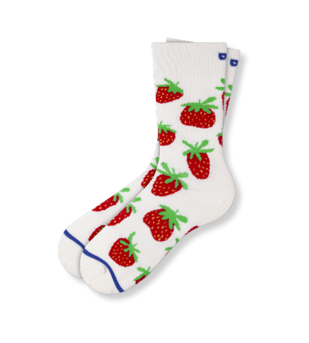 Pair of Thieves Ready for Anything Men's Cushioned Crew Socks - Cream Strawberries