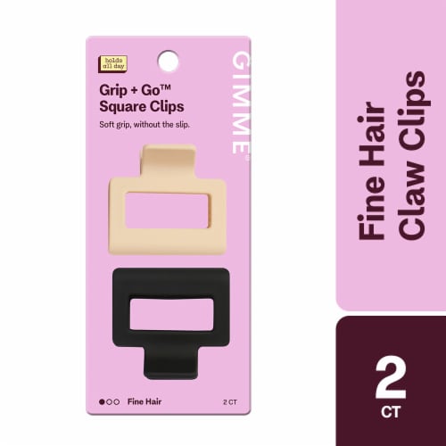 Gimme Beauty® Grip + Go™ Extra Teeth Square Claw Clip For Fine Hair Black & Tan