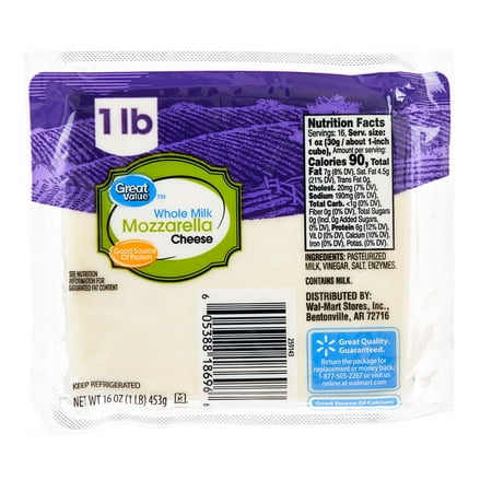Great Value Mozzarella whole milk (loaf) 16oz